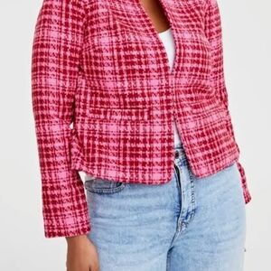 Pink Plaid Women's Cropped Jacket